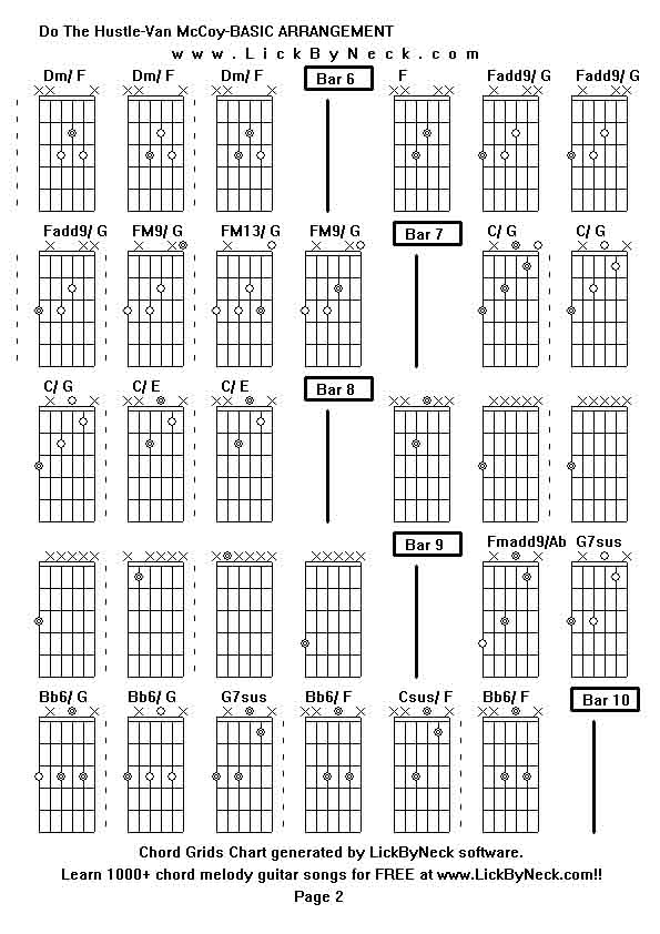 Chord Grids Chart of chord melody fingerstyle guitar song-Do The Hustle-Van McCoy-BASIC ARRANGEMENT,generated by LickByNeck software.